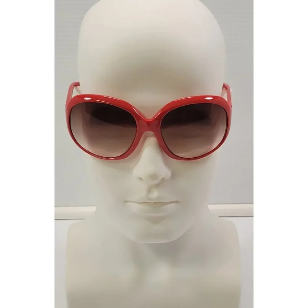 R) Women Oversized Red Circle Plastic Sunglasses